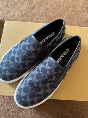 Coach Men’s Signature Slip-On Loafers in Navy and Gray